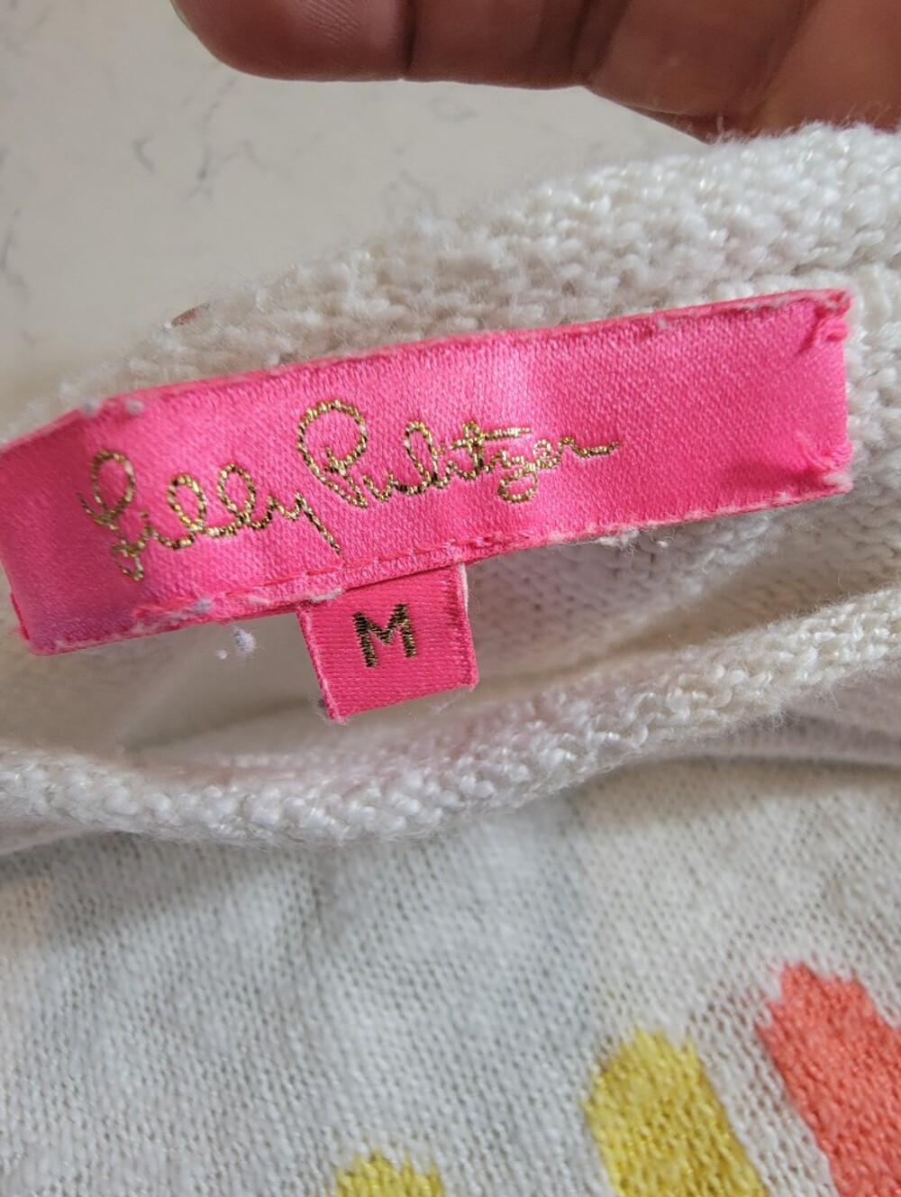 Lilly Pulitzer Sunny Danette Sweater Medium White Multicolor Graphic Knit chic - Picture 2 of 12